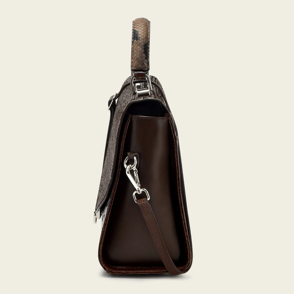 Dark brown top handle handbag