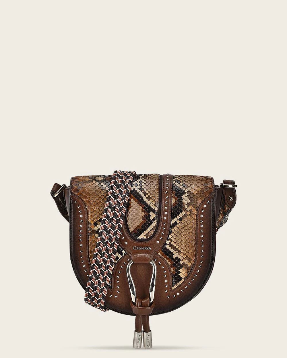 Brown exotic shoulder handbag
