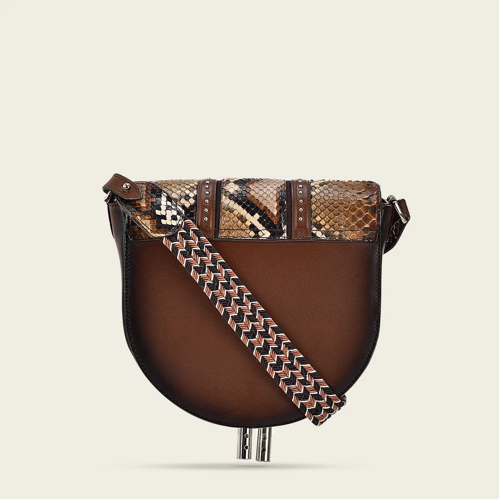 Brown exotic shoulder handbag