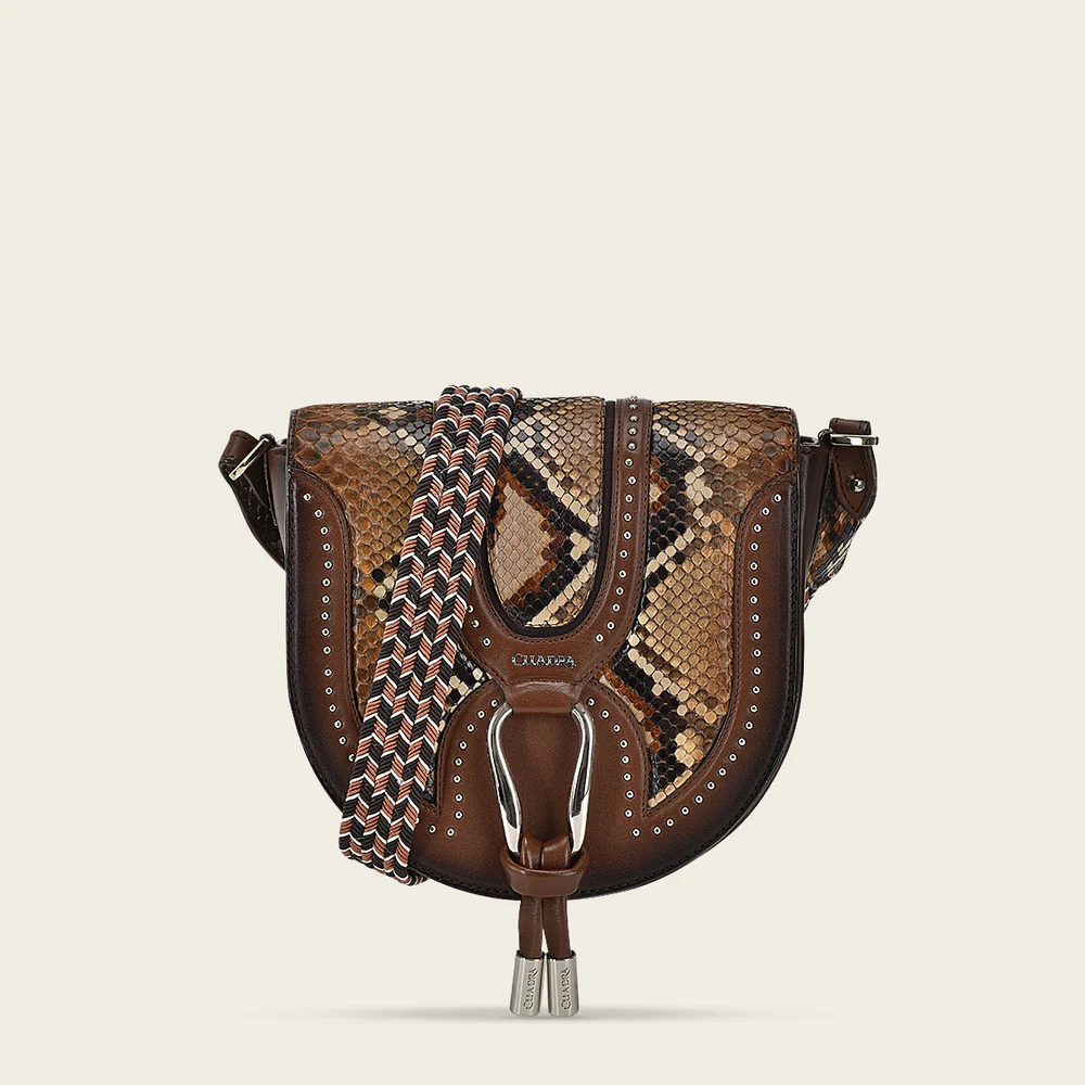 Brown exotic shoulder handbag