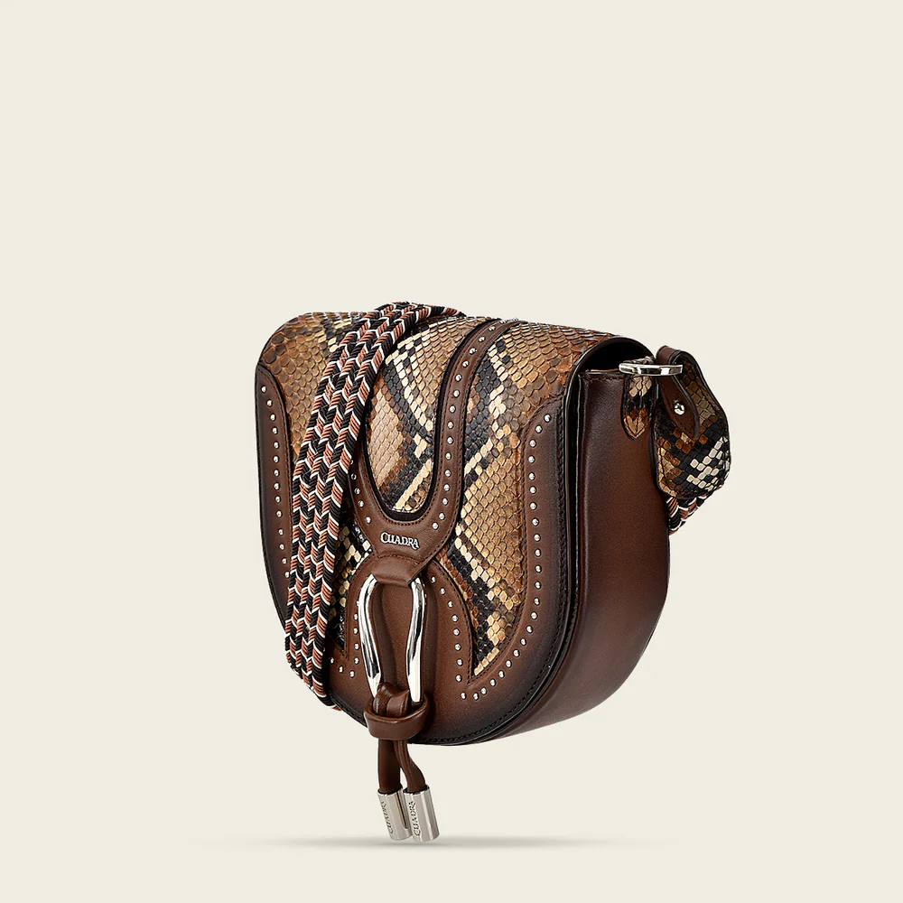 Brown exotic shoulder handbag