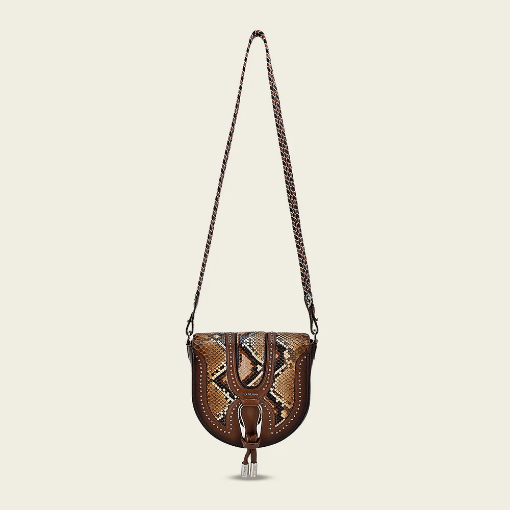 Brown exotic shoulder handbag