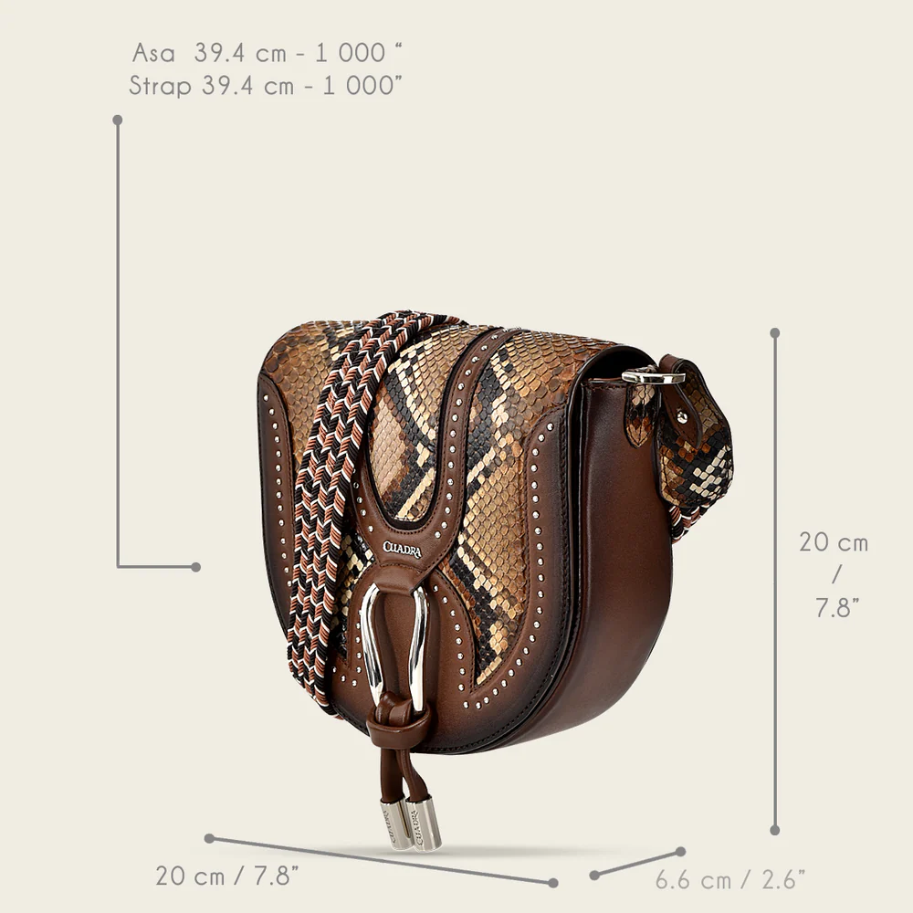 Brown exotic shoulder handbag