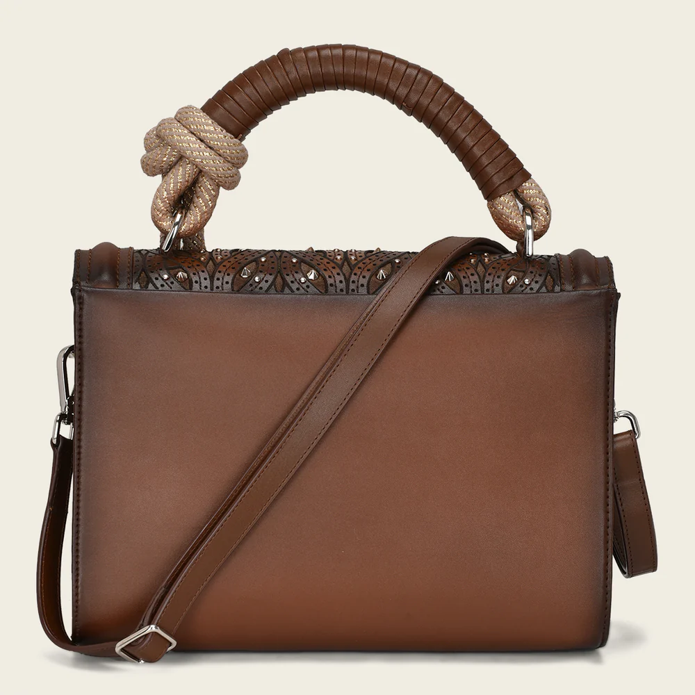 Brown handcrafted top handle handbag 6 Brown handcrafted top handle handbag