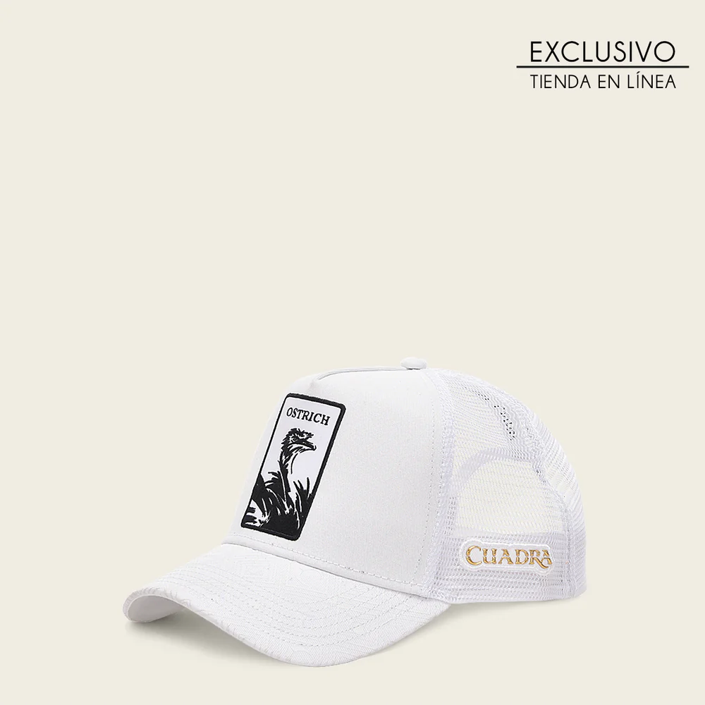 White ostrich patch cap