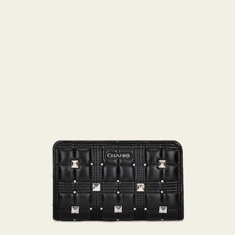 Black handmade bovine wallet