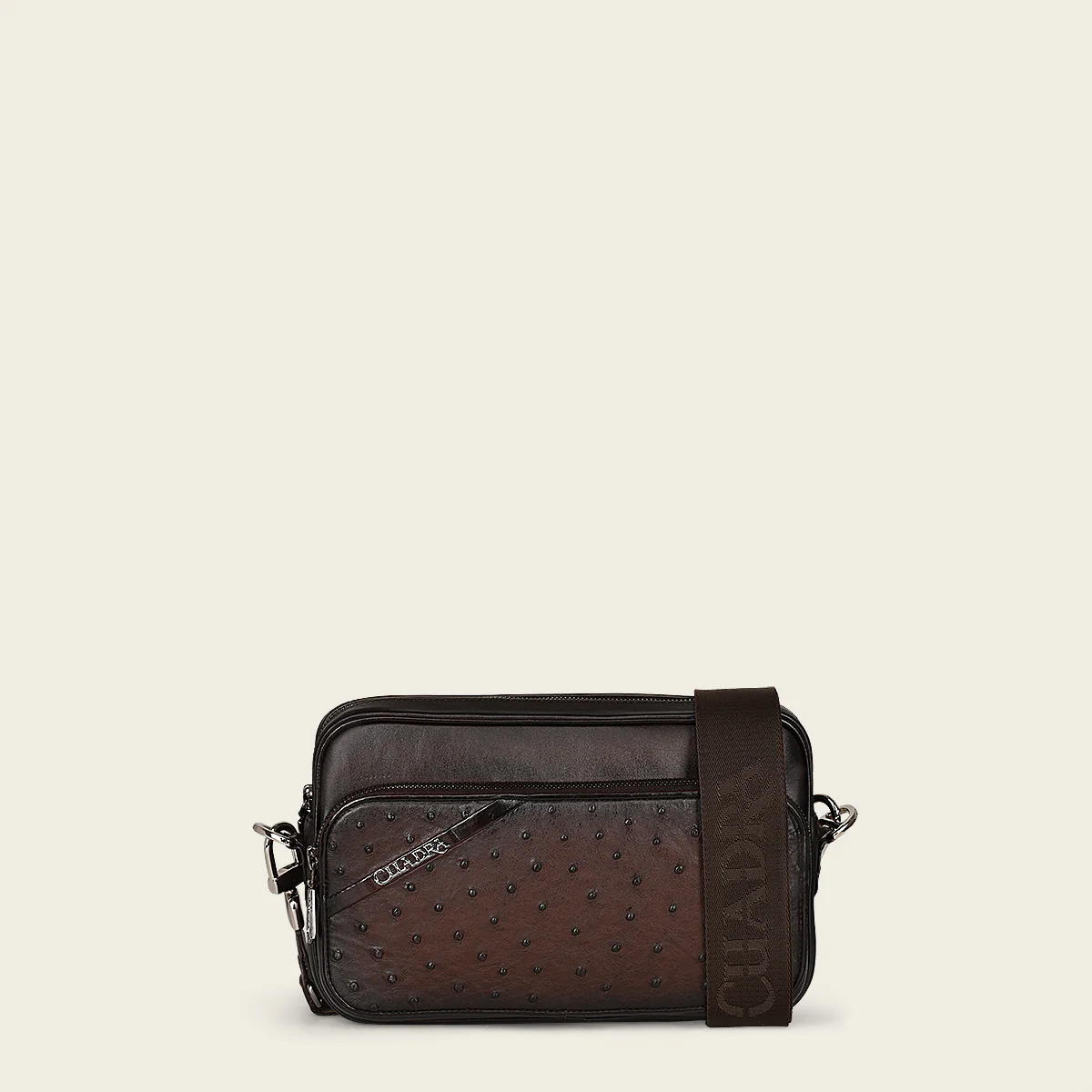 Brown ostich shoulder bag