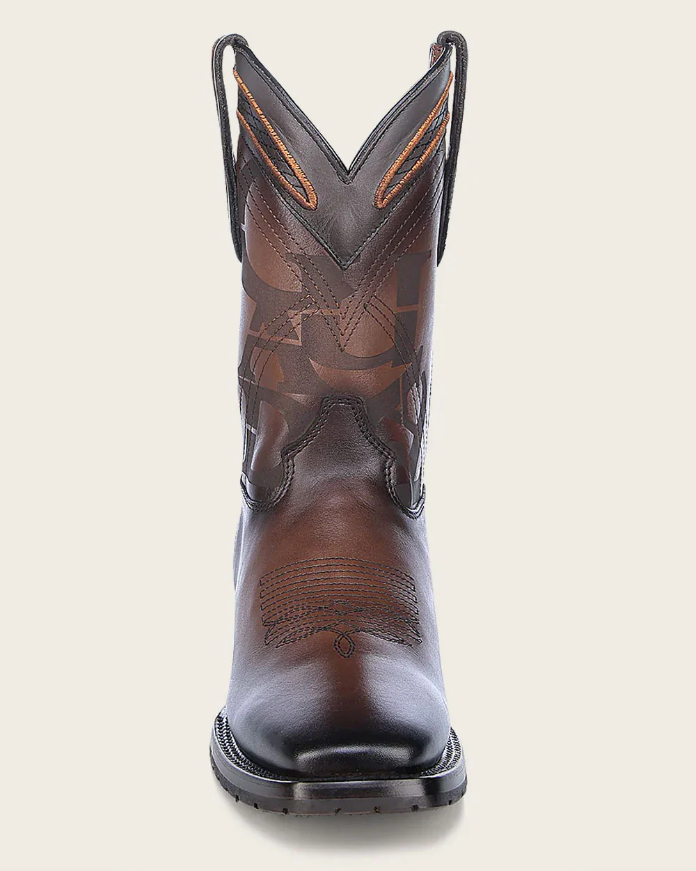 Hand-Painted Brown Leather Rodeo Cowboy Boots