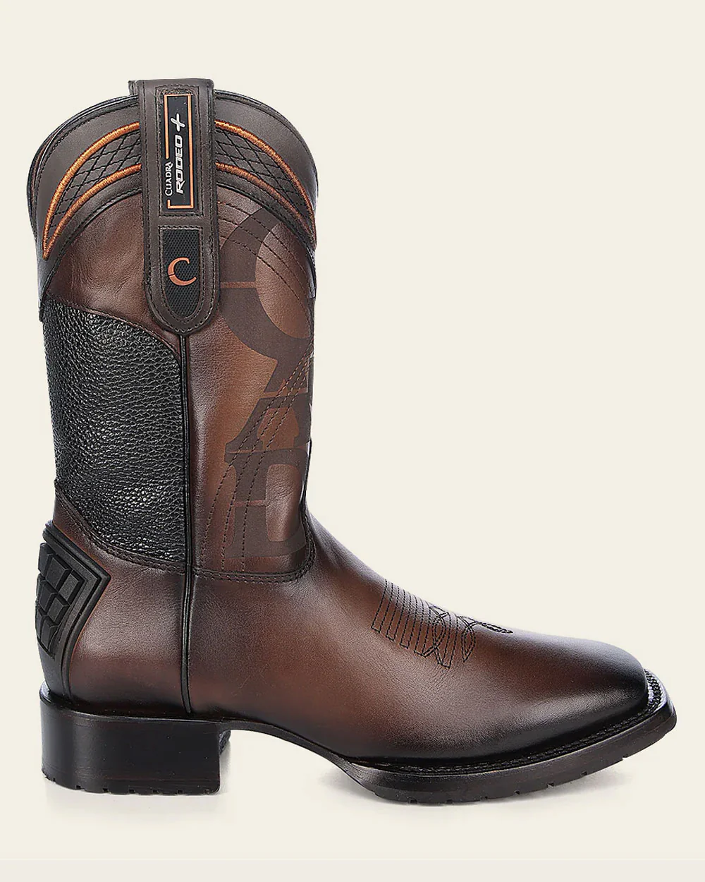 Hand-Painted Brown Leather Rodeo Cowboy Boots