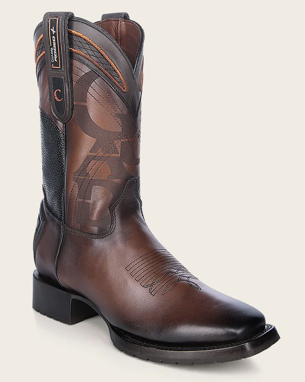 Hand-Painted Brown Leather Rodeo Cowboy Boots
