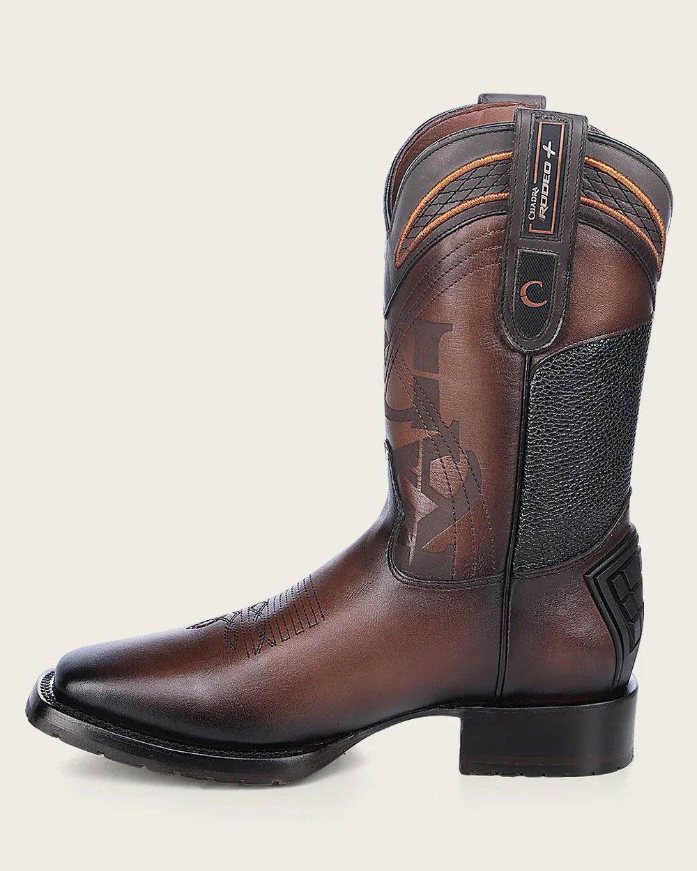 Hand-Painted Brown Leather Rodeo Cowboy Boots
