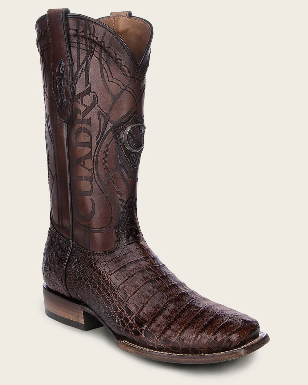 Engraved Honey Brown Cayman Western Boots