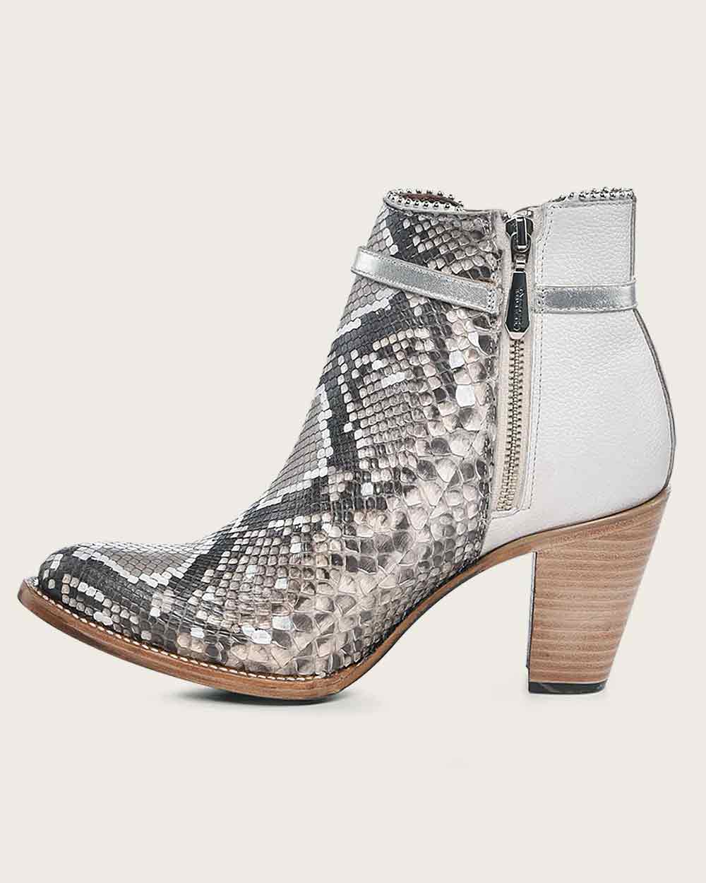 Ankle white exotic bootie