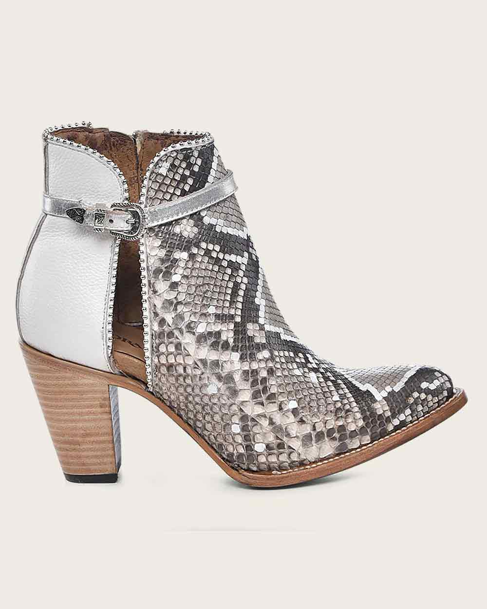 Ankle white exotic bootie