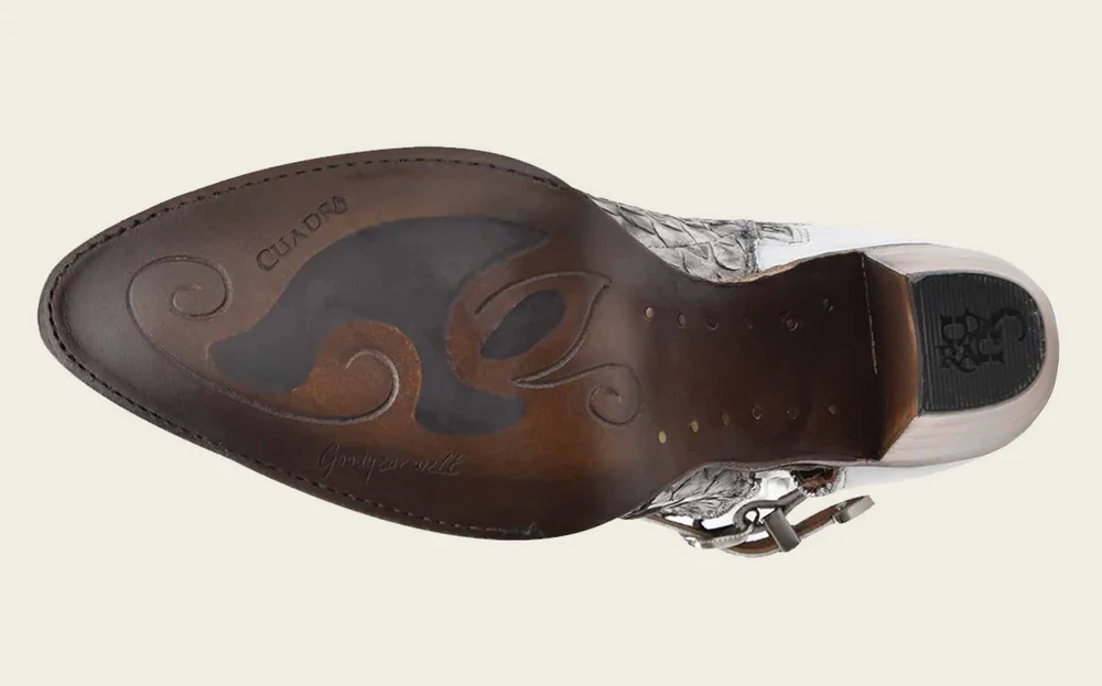 Ankle white exotic bootie