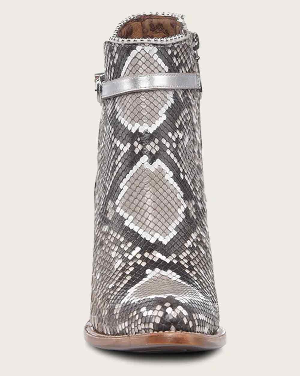 Ankle white exotic bootie