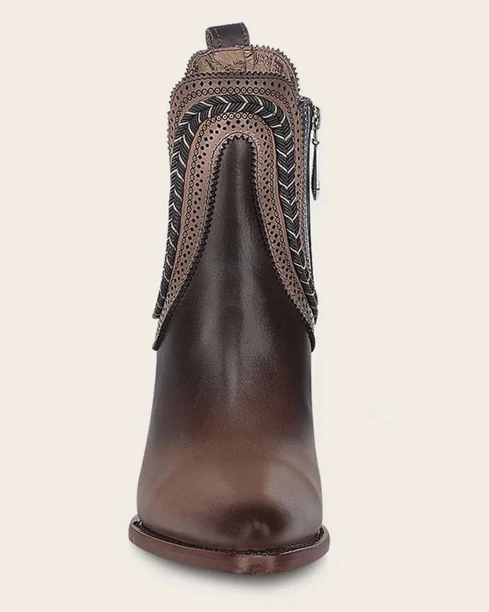 Ankle high heel brown bootie