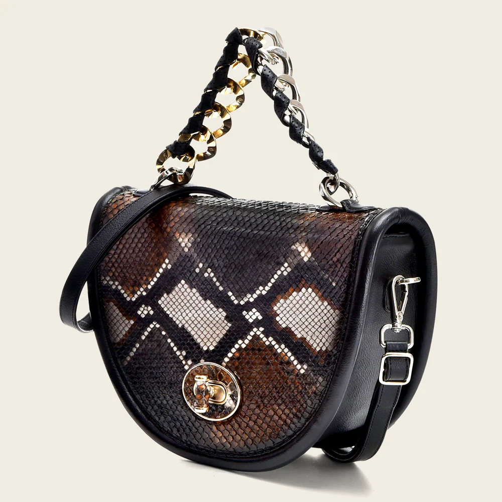 Black semicircular top handle handbag