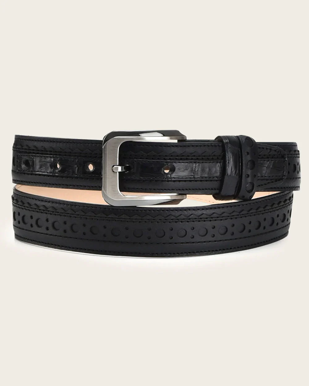 Black perforated exotic Belt
