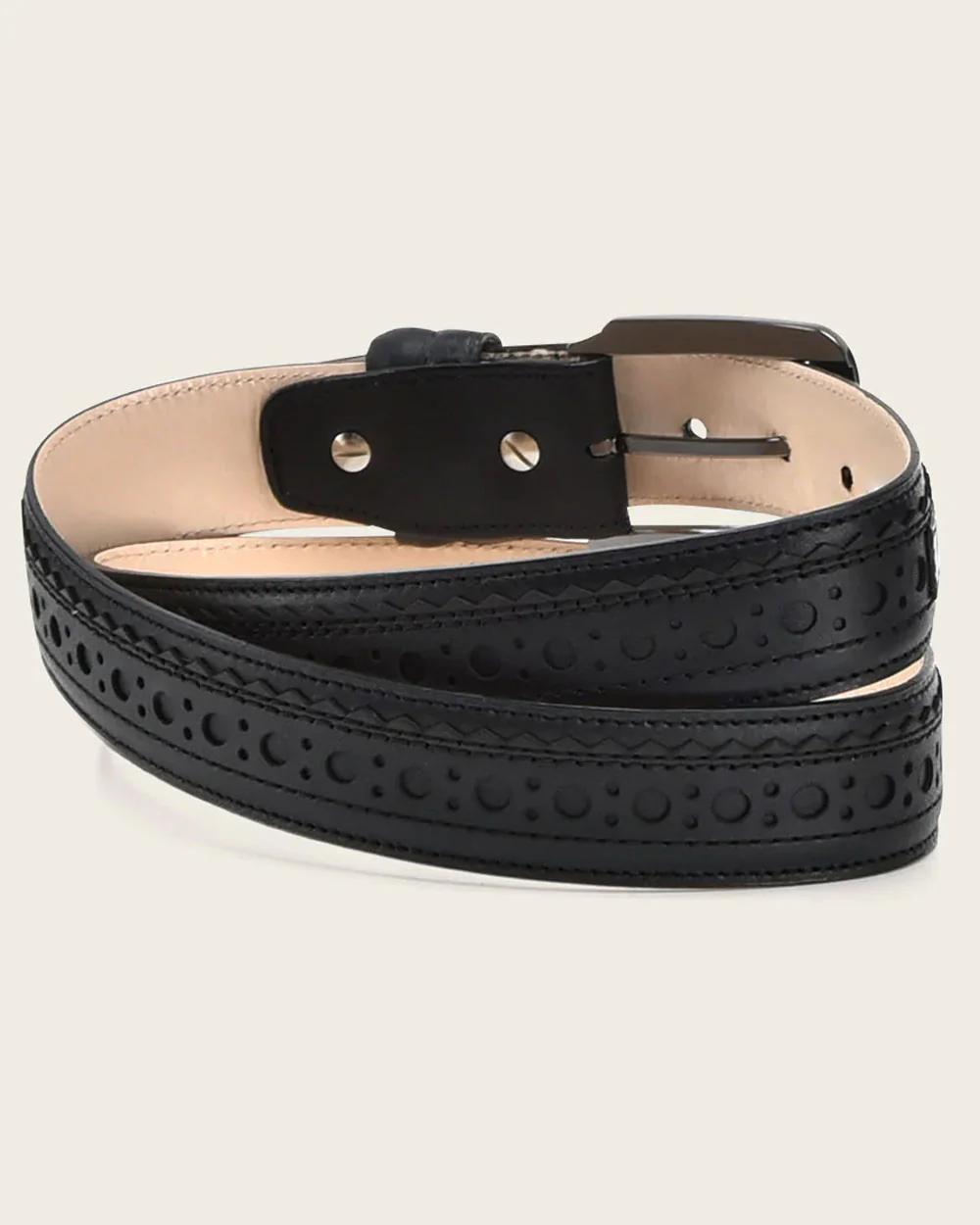 Black perforated exotic Belt