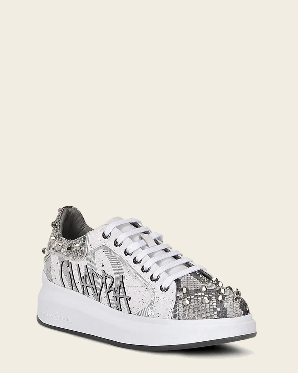 Sneakers white exotic leather