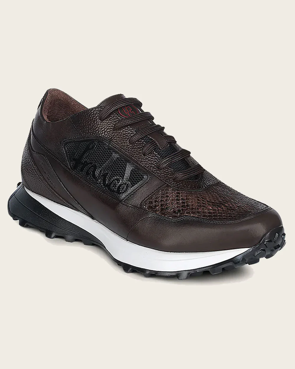 Sneakers dark brown weightless sole exotic leather