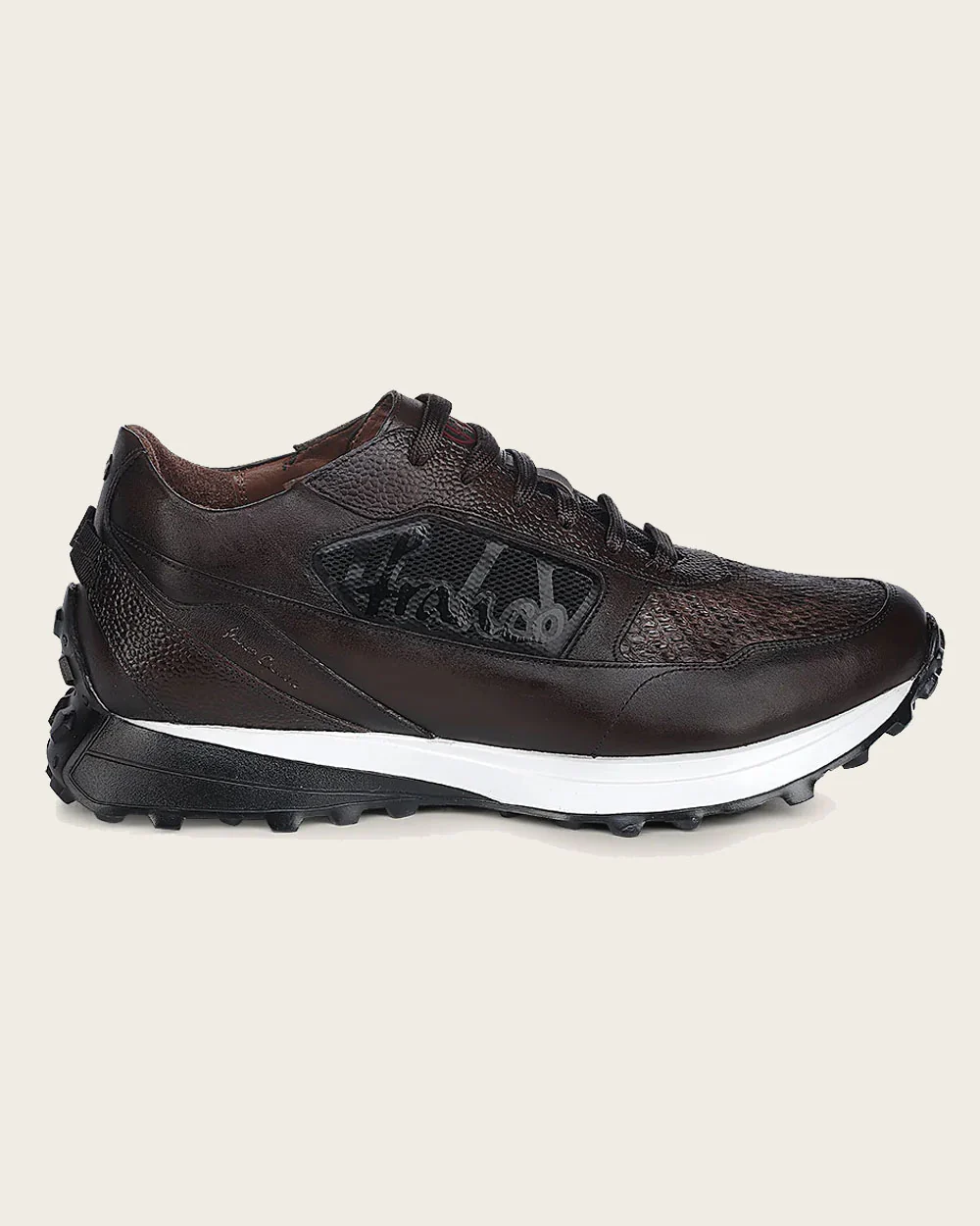 Sneakers dark brown weightless sole exotic leather