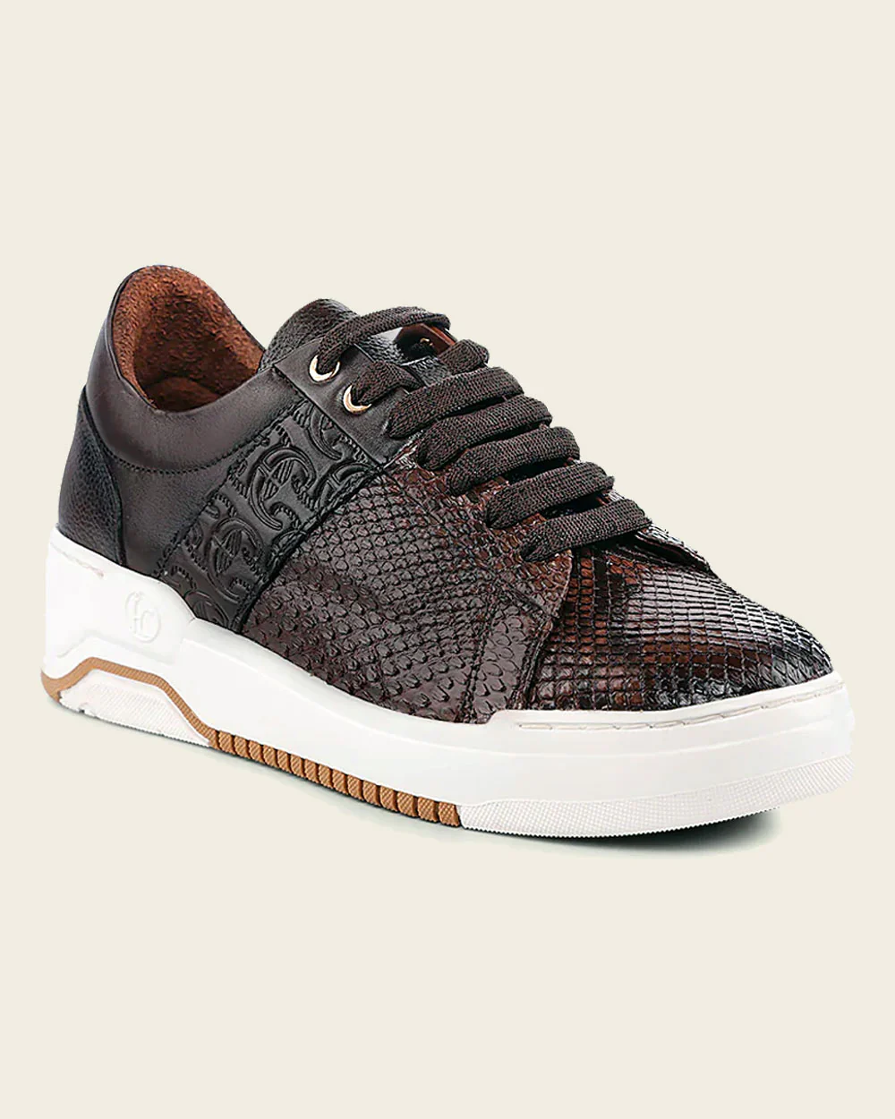 Sneakers engraved detail dark brown exotic leather 13 Sneakers engraved detail dark brown exotic leather