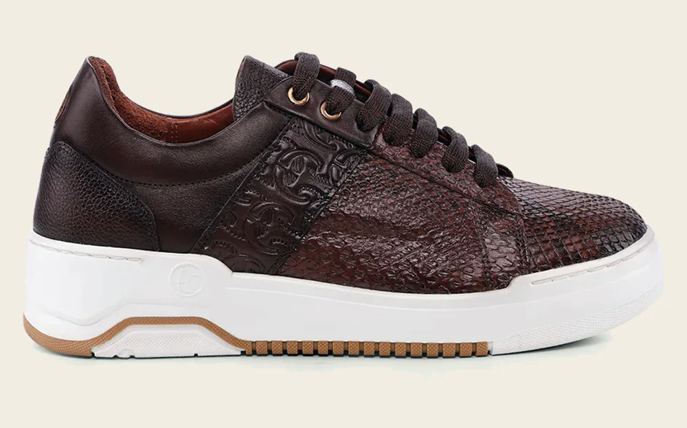 Sneakers engraved detail dark brown exotic leather 19 Sneakers engraved detail dark brown exotic leather