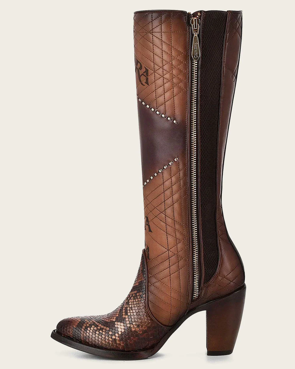 Tall Engraved Brown Exotic Boot 13 Tall Engraved Brown Exotic Boot
