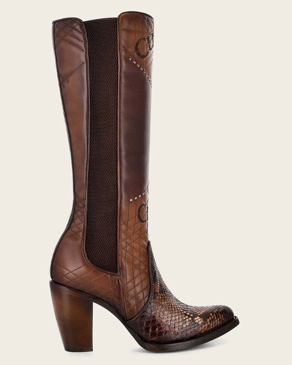 Tall Engraved Brown Exotic Boot 7 Tall Engraved Brown Exotic Boot