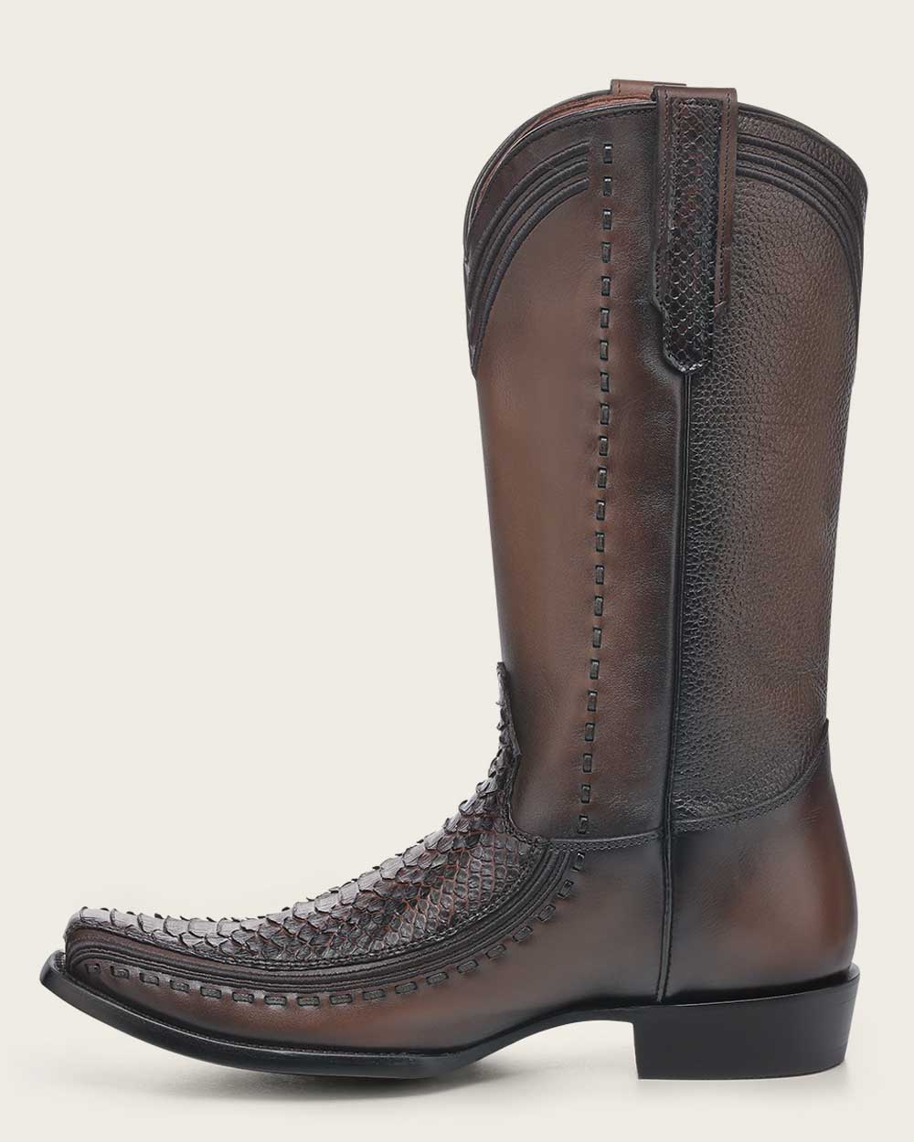 Western brown exotic python boot