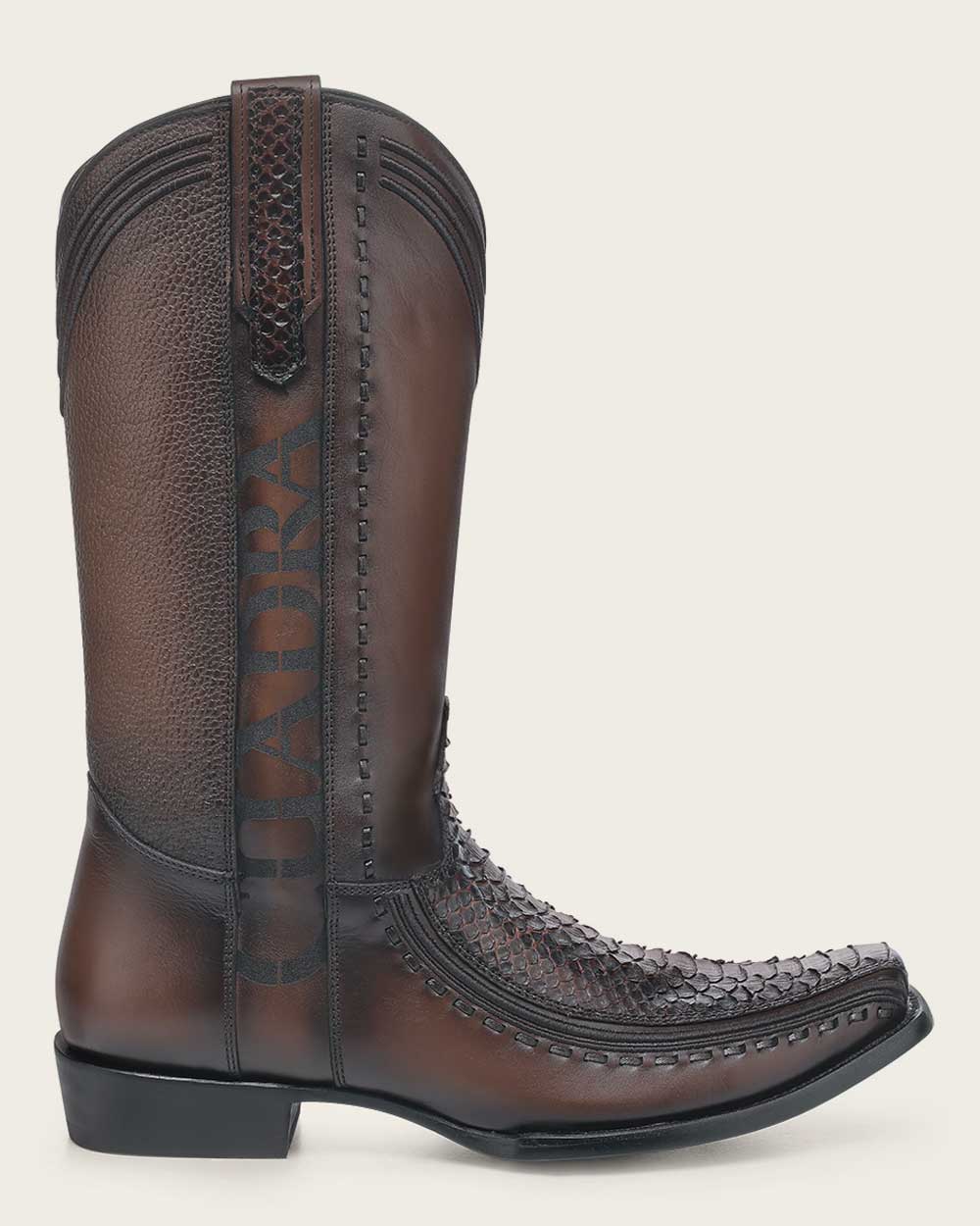 Western brown exotic python boot