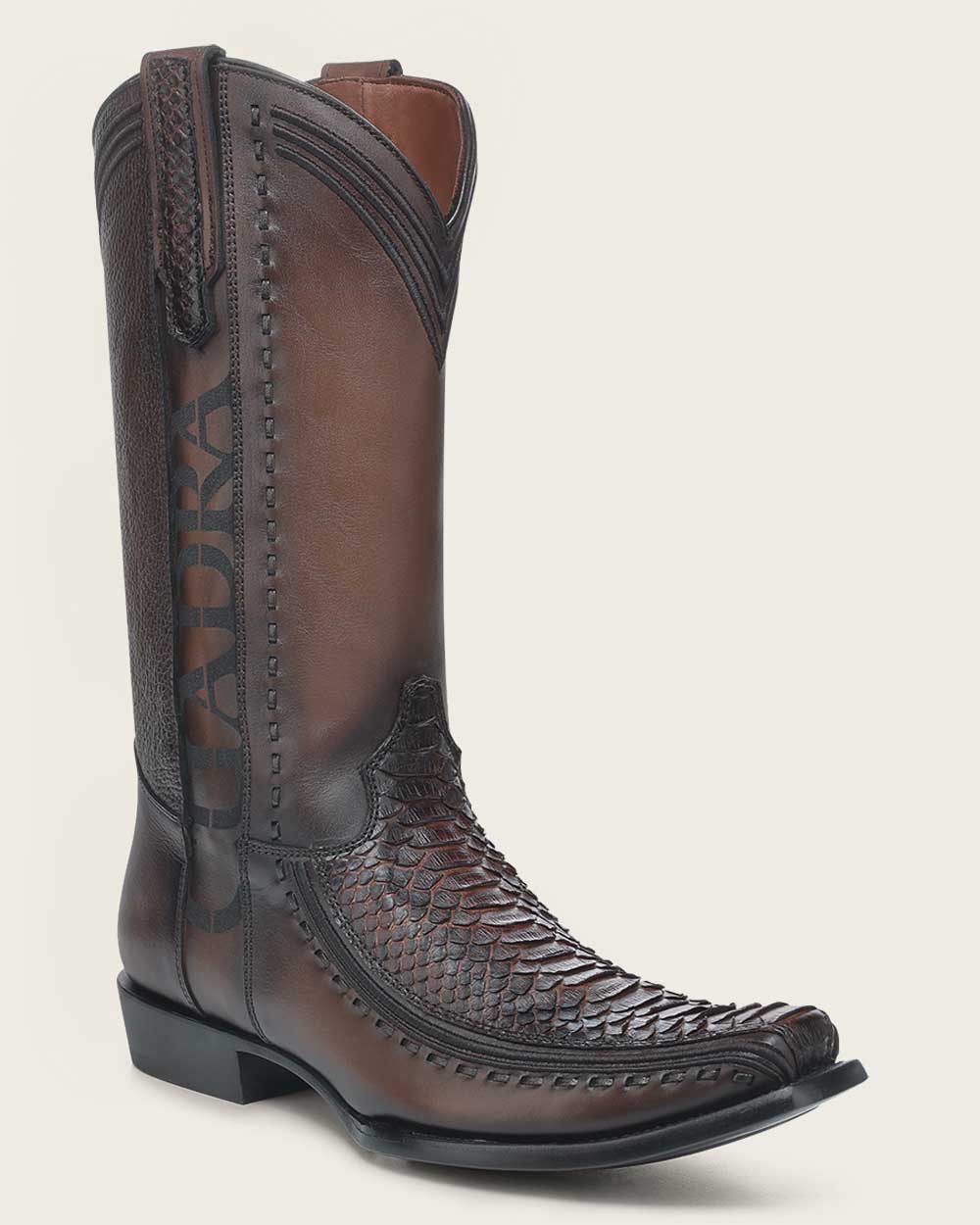 Western brown exotic python boot