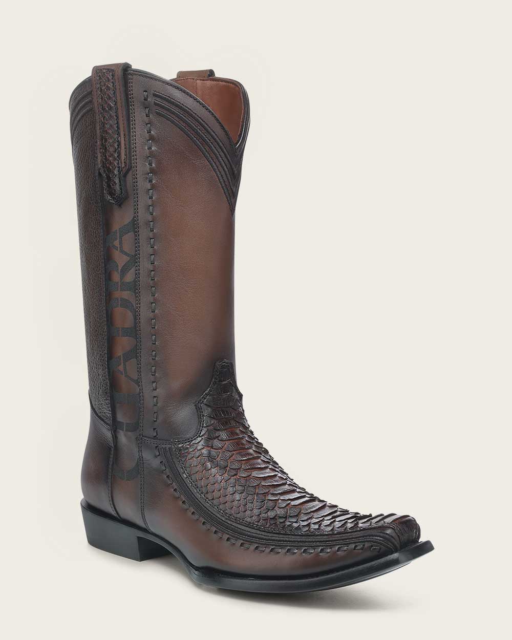 Western brown exotic python boot