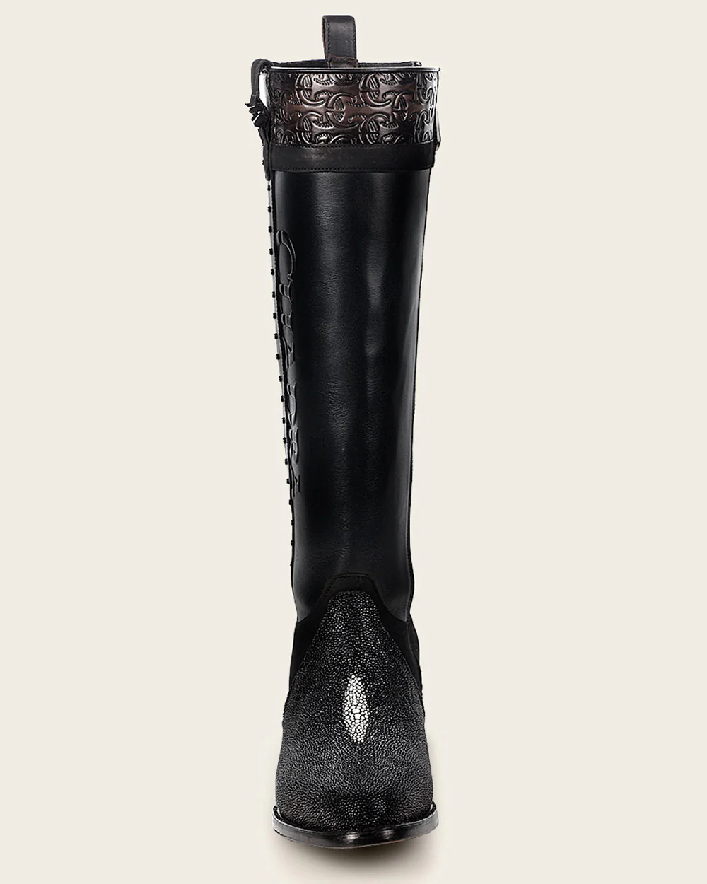 Black Stingray Leather Knee High Boots