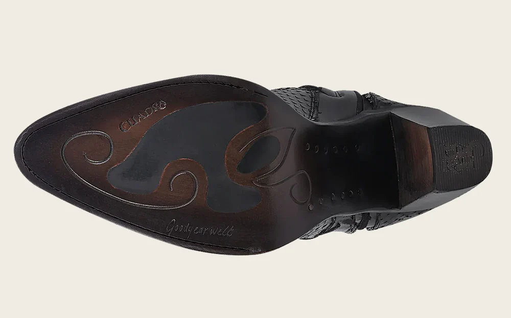 Black Python Knee High Boots for Women