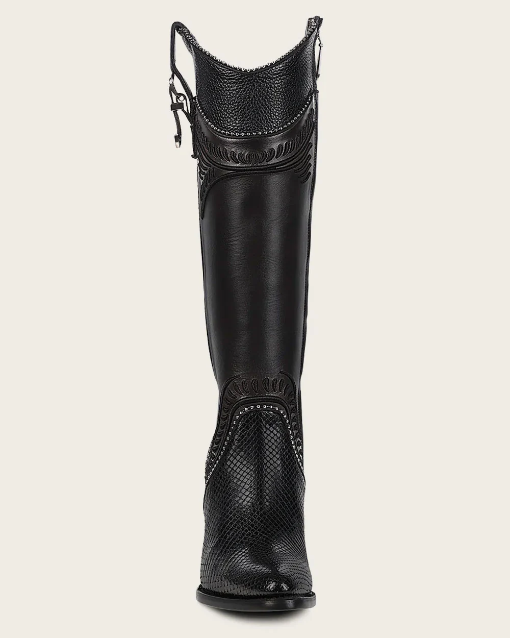 Black Python Knee High Boots for Women
