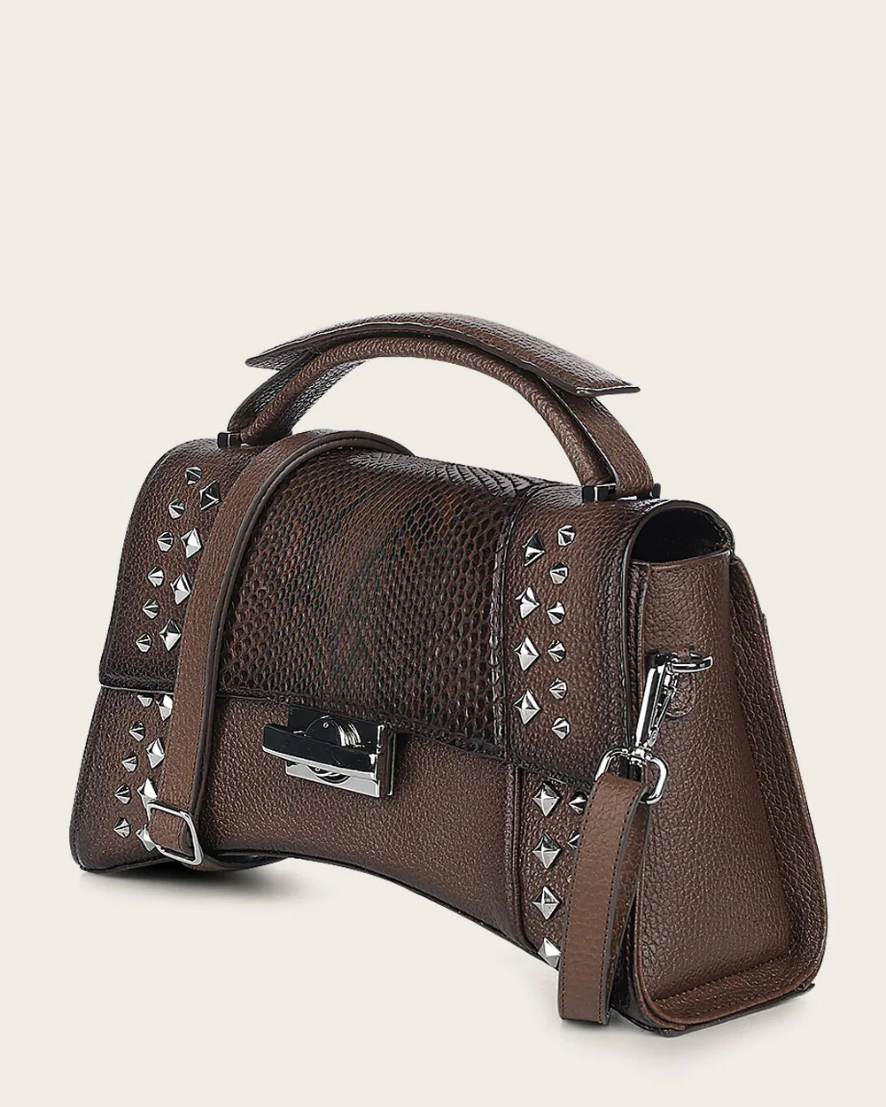 Brown python top handle handbag 6 Brown python top handle handbag