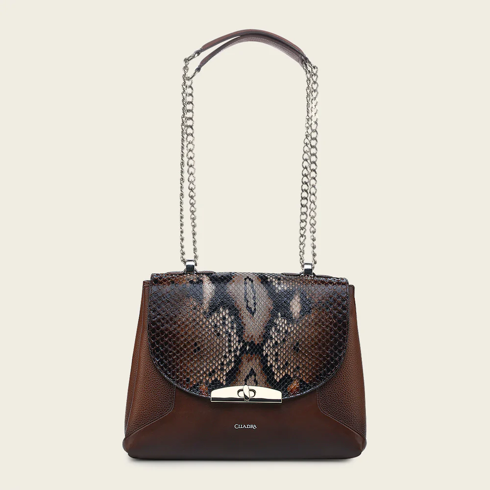 BROWN SHOULDER EXOTIC HANDBAG
