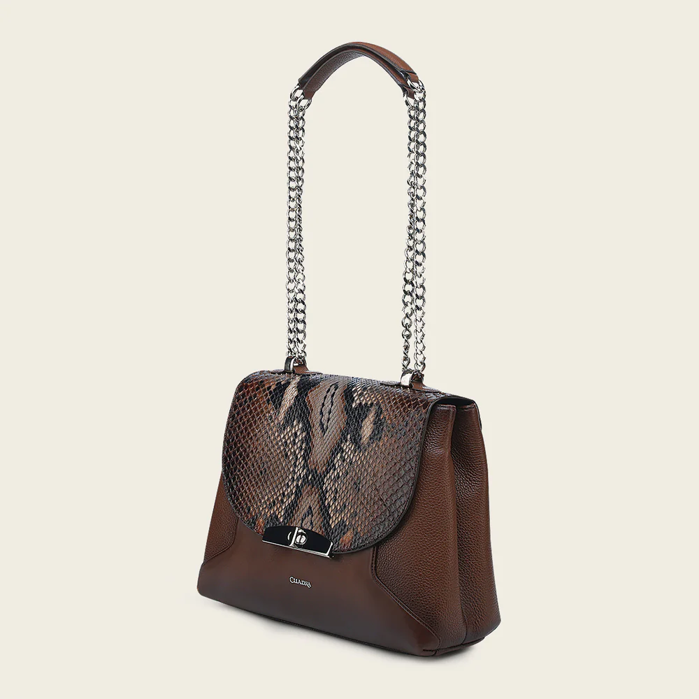 BROWN SHOULDER EXOTIC HANDBAG
