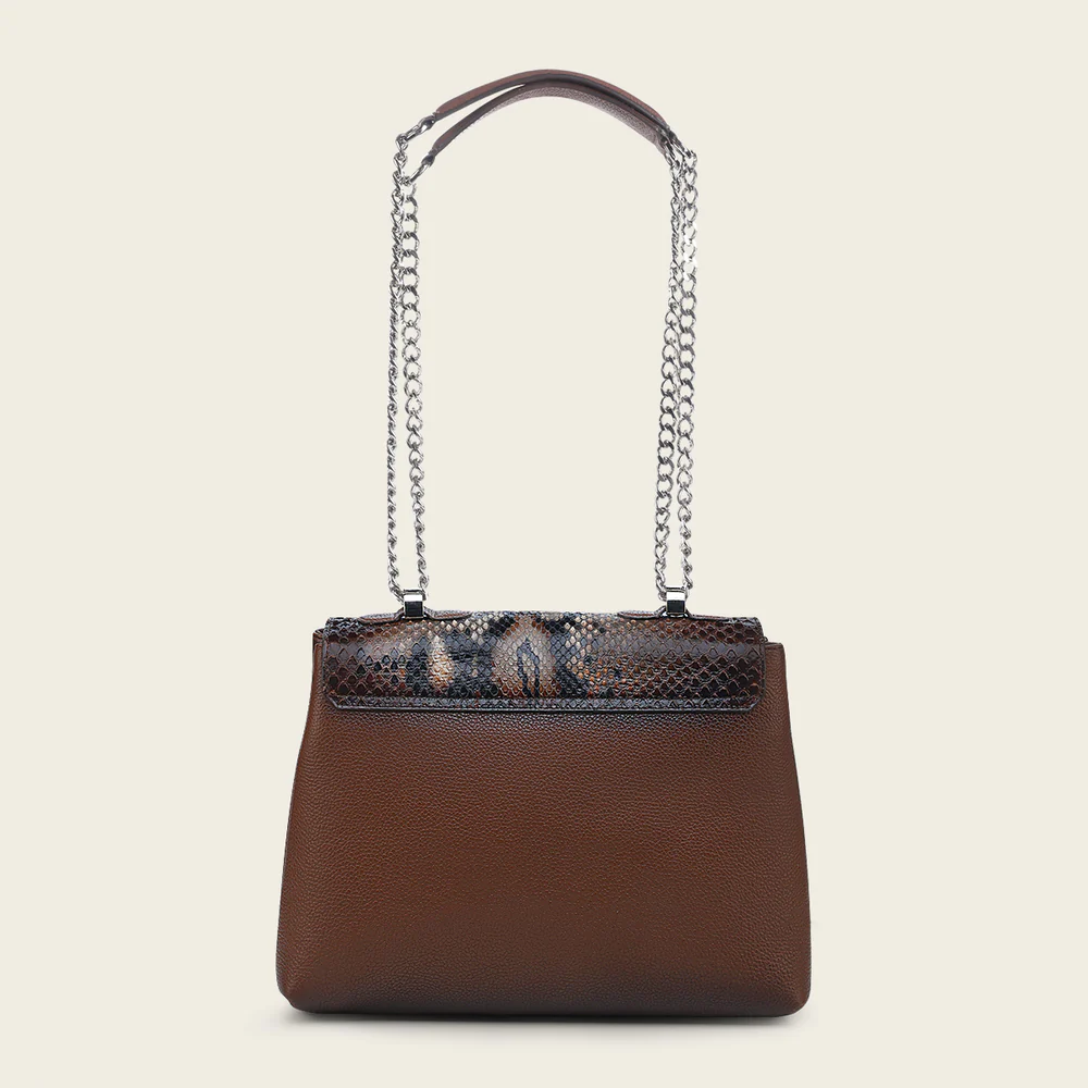 BROWN SHOULDER EXOTIC HANDBAG
