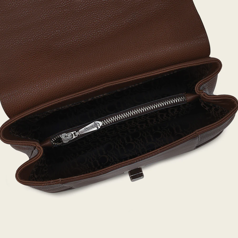 BROWN SHOULDER EXOTIC HANDBAG