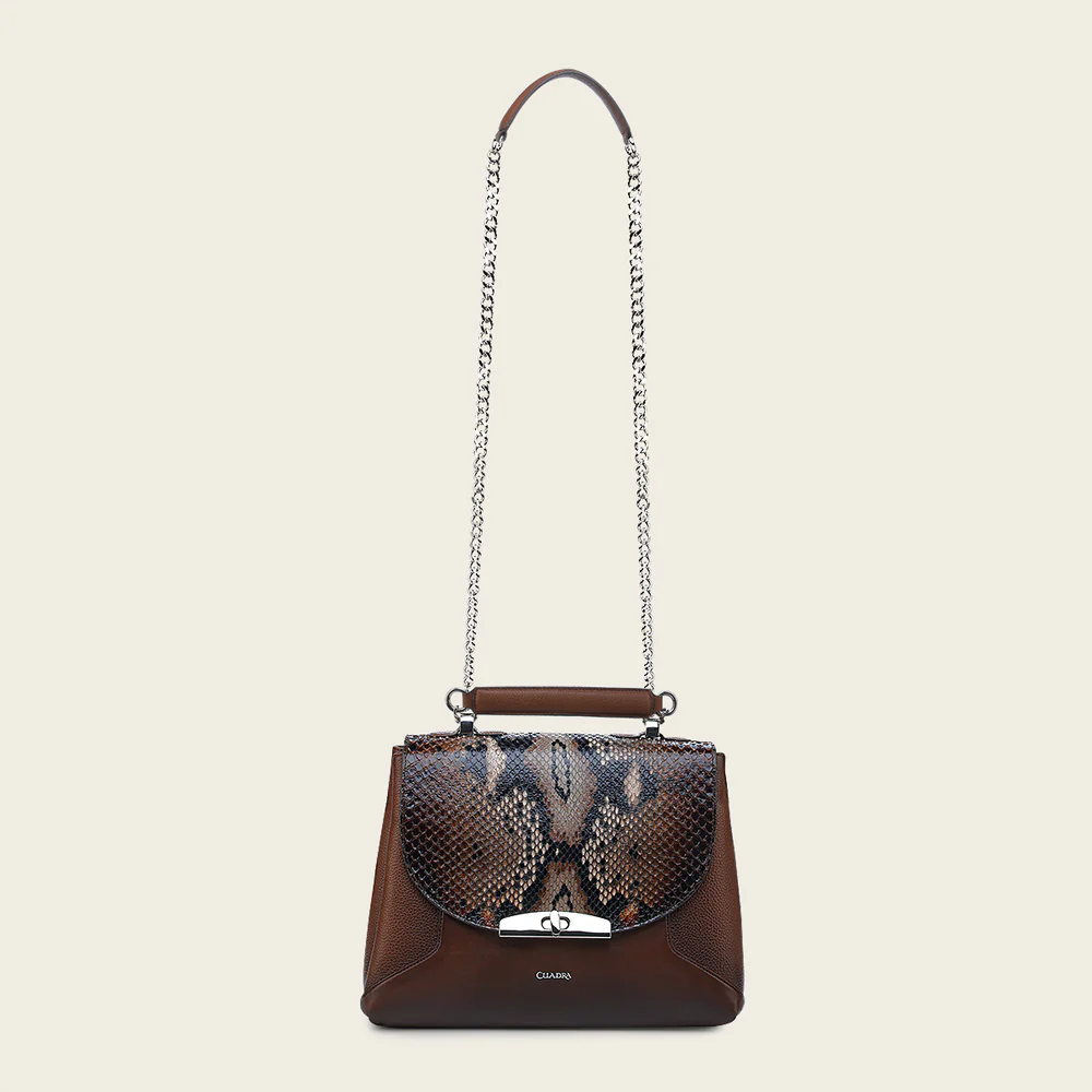 BROWN SHOULDER EXOTIC HANDBAG