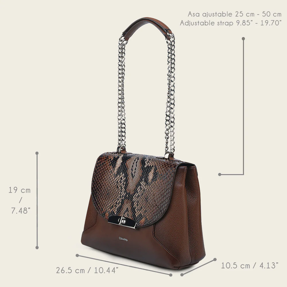 BROWN SHOULDER EXOTIC HANDBAG