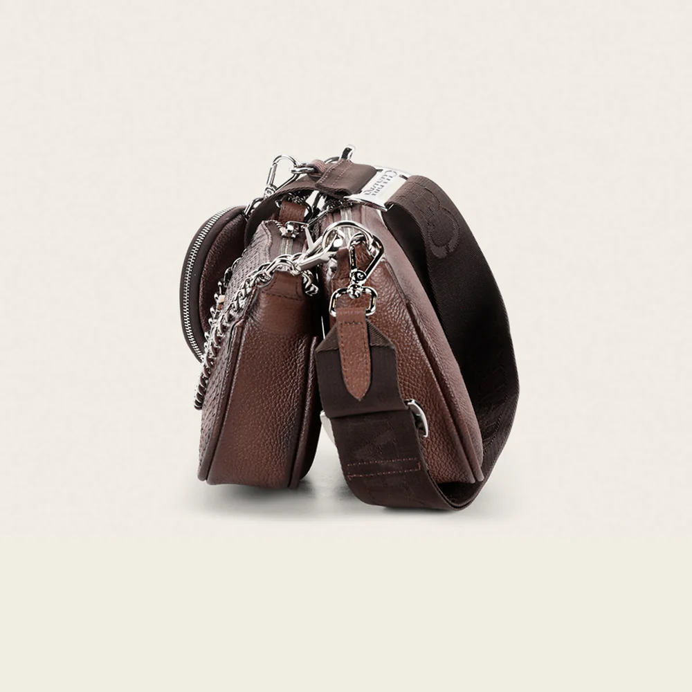 Brown exotic crossbody handbag