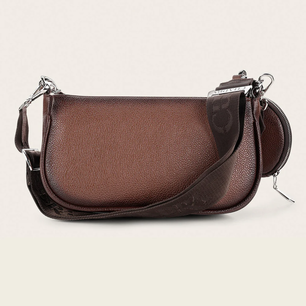 Brown exotic crossbody handbag