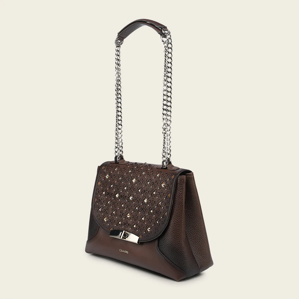 Honey bovine shoulder handbag