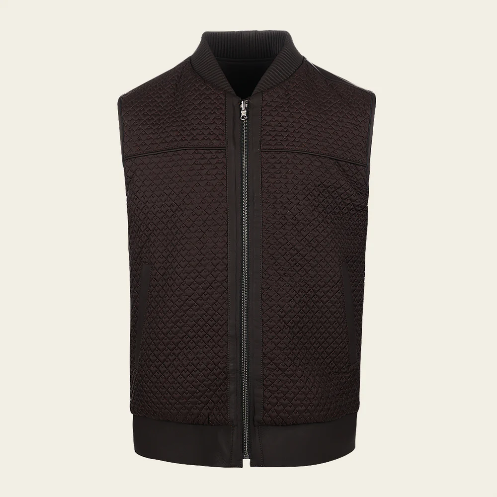 Black Quilted Embroidery Ovine Vest