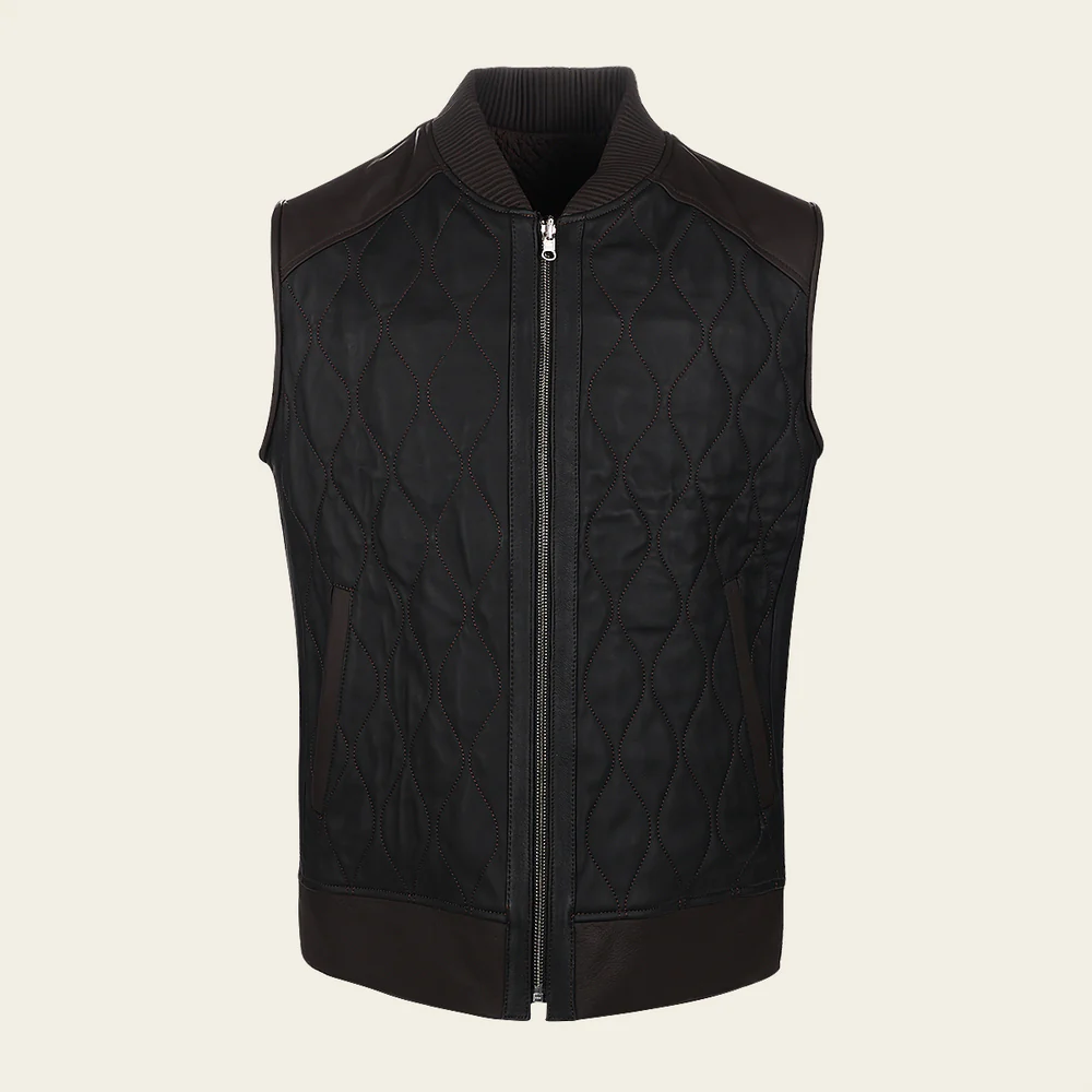 Black Quilted Embroidery Ovine Vest 4 Black Quilted Embroidery Ovine Vest